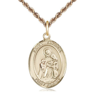 14kt Gold Filled Saint Angela Merici Medal Catholic Jewelry Engraved Catholic Saint Jewelry