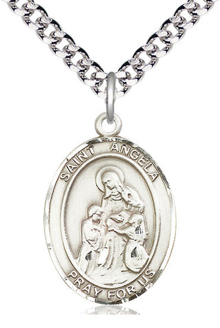Pewter Saint Angela Merici Medal Catholic Jewelry Engraved Catholic Saint Jewelry