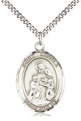 Pewter Saint Angela Merici Medal Catholic Jewelry Engraved Catholic Saint Jewelry