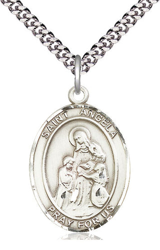 Pewter Saint Angela Merici Medal Catholic Jewelry Engraved Catholic Saint Jewelry