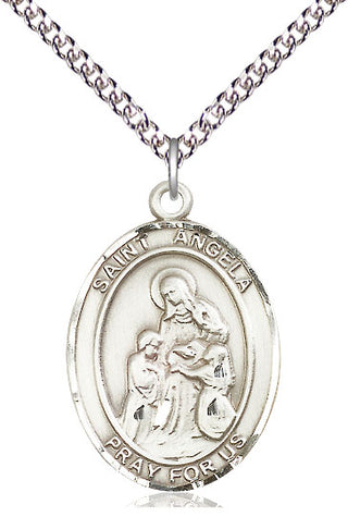Sterling Silver Saint Angela Merici Medal Catholic Jewelry Engraved Catholic Saint Jewelry
