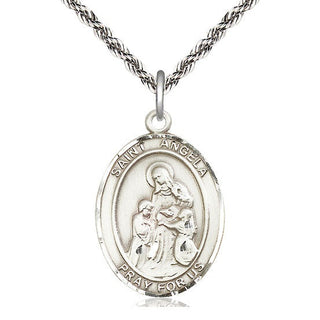 Sterling Silver Saint Angela Merici Medal Catholic Jewelry Engraved Catholic Saint Jewelry