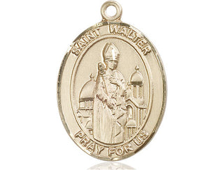 14kt Gold Filled Saint Walter of Pontnoise Medal Engraved Catholic Saint Jewelry