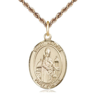 14kt Gold Filled Saint Walter of Pontnoise Medal Catholic Jewelry Engraved Catholic Saint Jewelry