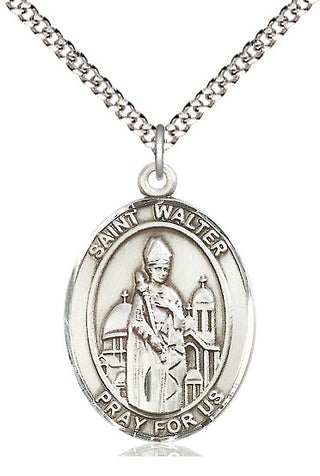 Pewter Saint Walter of Pontnoise Medal Catholic Jewelry Engraved Catholic Saint Jewelry