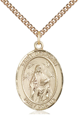 14kt Gold Filled Saint Deborah Medal Catholic Jewelry Engraved Catholic Saint Jewelry
