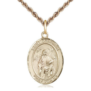 14kt Gold Saint Deborah Medal Engraved Catholic Saint Jewelry