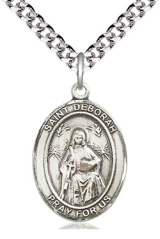 Pewter Saint Deborah Medal Catholic Jewelry Engraved Catholic Saint Jewelry