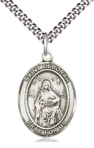 Sterling Silver Saint Deborah Medal Catholic Jewelry Engraved Catholic Saint Jewelry
