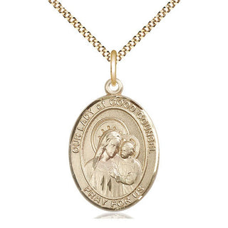14kt Gold Filled Our Lady of Good Counsel Medal Catholic Jewelry Engraved Catholic Saint Jewelry