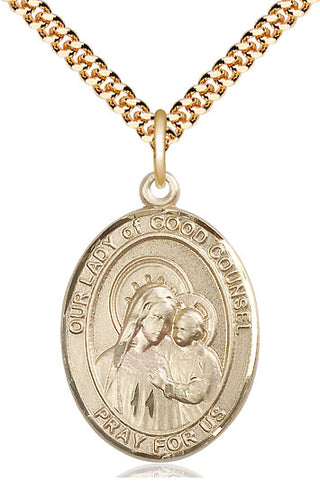14kt Gold Filled Our Lady of Good Counsel Medal Catholic Jewelry Engraved Catholic Saint Jewelry