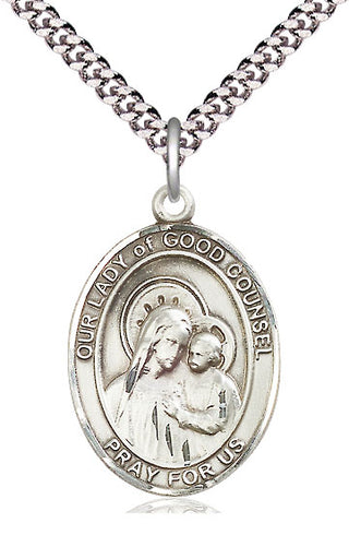 Pewter Our Lady of Good Counsel Medal Catholic Jewelry Engraved Catholic Saint Jewelry