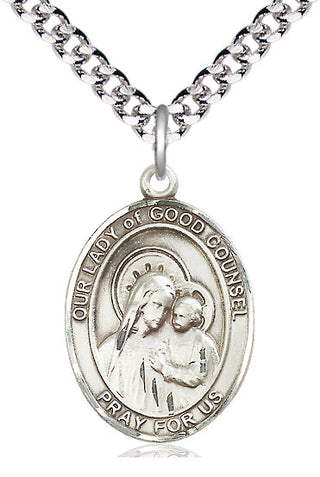 Pewter Our Lady of Good Counsel Medal Catholic Jewelry Engraved Catholic Saint Jewelry