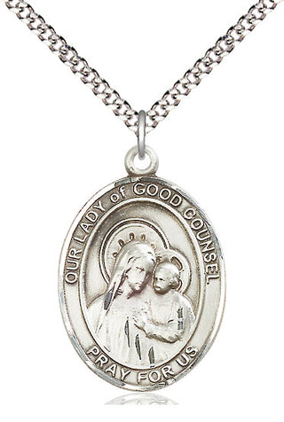 Pewter Our Lady of Good Counsel Medal Catholic Jewelry Engraved Catholic Saint Jewelry