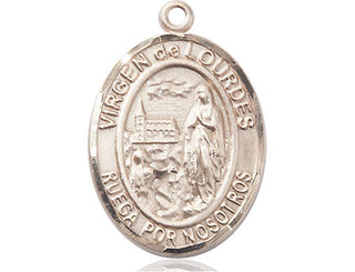 14kt Gold Filled Virgen de Lourdes Medal Engraved Catholic Saint Jewelry