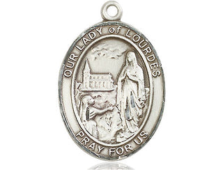 Sterling Silver Our Lady of Lourdes Medal Engraved Catholic Saint Jewelry