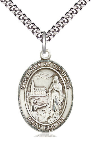Sterling Silver Our Lady of Lourdes Medal Catholic Jewelry Engraved Catholic Saint Jewelry