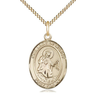 14kt Gold Filled Our Lady of Mercy Medal Catholic Jewelry Engraved Catholic Saint Jewelry