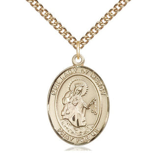 14kt Gold Filled Our Lady of Mercy Medal Catholic Jewelry Engraved Catholic Saint Jewelry