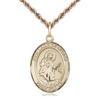 14kt Gold Filled Our Lady of Mercy Medal Catholic Jewelry Engraved Catholic Saint Jewelry