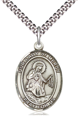 Pewter Our Lady of Mercy Medal Catholic Jewelry Engraved Catholic Saint Jewelry