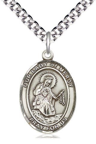 Pewter Our Lady of Mercy Medal Catholic Jewelry Engraved Catholic Saint Jewelry