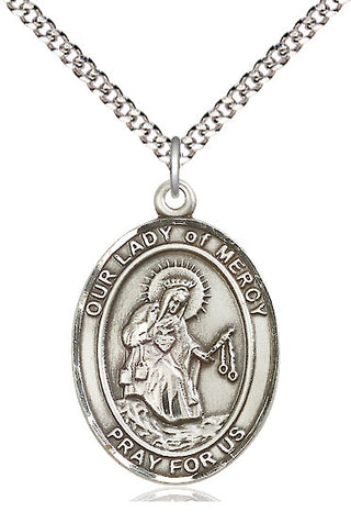 Pewter Our Lady of Mercy Medal Catholic Jewelry Engraved Catholic Saint Jewelry