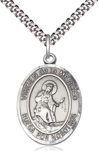 Pewter Virgen de la Merced Medal Catholic Jewelry Engraved Catholic Saint Jewelry