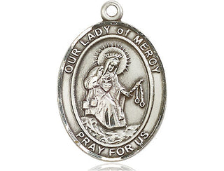 Sterling Silver Our Lady of Mercy Medal Engraved Catholic Saint Jewelry