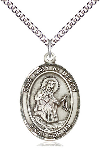 Sterling Silver Our Lady of Mercy Medal Catholic Jewelry Engraved Catholic Saint Jewelry