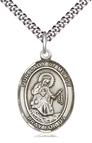 Sterling Silver Our Lady of Mercy Medal Catholic Jewelry Engraved Catholic Saint Jewelry