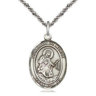 Sterling Silver Our Lady of Mercy Medal Catholic Jewelry Engraved Catholic Saint Jewelry