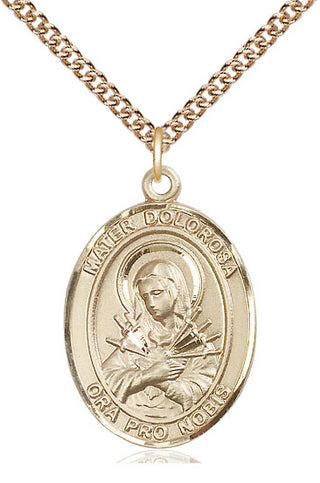 14kt Gold Filled Mater Dolorosa Medal Catholic Jewelry Engraved Catholic Saint Jewelry