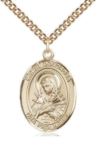 14kt Gold Filled Mater Dolorosa Medal Catholic Jewelry Engraved Catholic Saint Jewelry