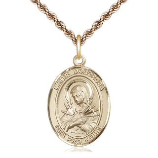 14kt Gold Mater Dolorosa Medal Engraved Catholic Saint Jewelry