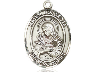 Pewter Mater Dolorosa Medal Engraved Catholic Saint Jewelry