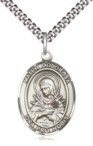 Pewter Mater Dolorosa Medal Catholic Jewelry Engraved Catholic Saint Jewelry