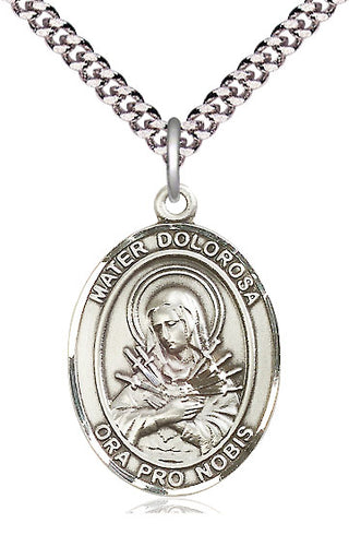 Sterling Silver Mater Dolorosa Medal Catholic Jewelry Engraved Catholic Saint Jewelry