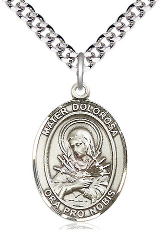 Sterling Silver Mater Dolorosa Medal Catholic Jewelry Engraved Catholic Saint Jewelry