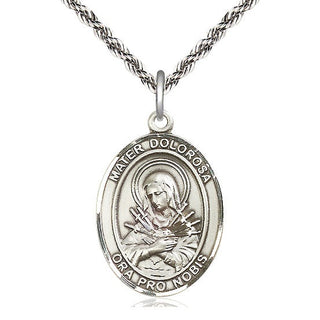 Sterling Silver Mater Dolorosa Medal Catholic Jewelry Engraved Catholic Saint Jewelry