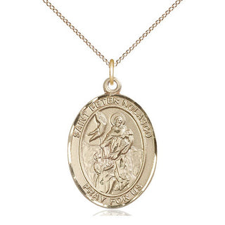 14kt Gold Filled Saint Peter Nolasco Medal Catholic Jewelry Engraved Catholic Saint Jewelry