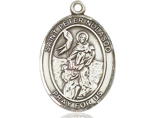 Sterling Silver Saint Peter Nolasco Medal Catholic Jewelry Engraved Catholic Saint Jewelry
