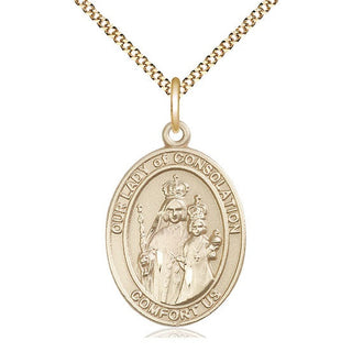 14kt Gold Filled Our Lady of Consolation Medal Catholic Jewelry Engraved Catholic Saint Jewelry
