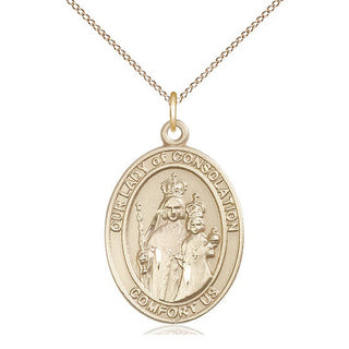 14kt Gold Filled Our Lady of Consolation Medal Catholic Jewelry Engraved Catholic Saint Jewelry
