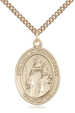 14kt Gold Filled Our Lady of Consolation Medal Catholic Jewelry Engraved Catholic Saint Jewelry