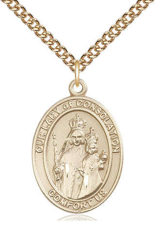 14kt Gold Filled Our Lady of Consolation Medal Catholic Jewelry Engraved Catholic Saint Jewelry