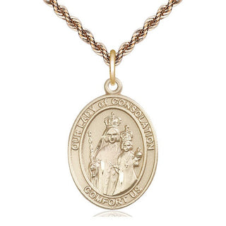 14kt Gold Filled Our Lady of Consolation Medal Catholic Jewelry Engraved Catholic Saint Jewelry