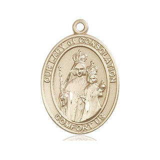 14kt Gold Our Lady of Consolation Medal Engraved Catholic Saint Jewelry