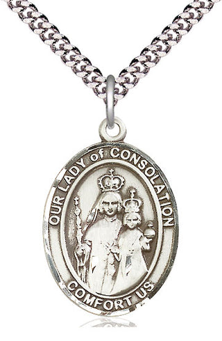 Sterling Silver Our Lady of Consolation Medal Catholic Jewelry Engraved Catholic Saint Jewelry