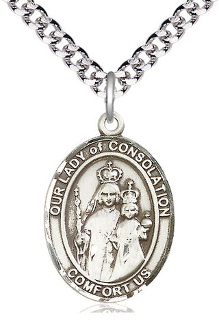 Sterling Silver Our Lady of Consolation Medal Catholic Jewelry Engraved Catholic Saint Jewelry